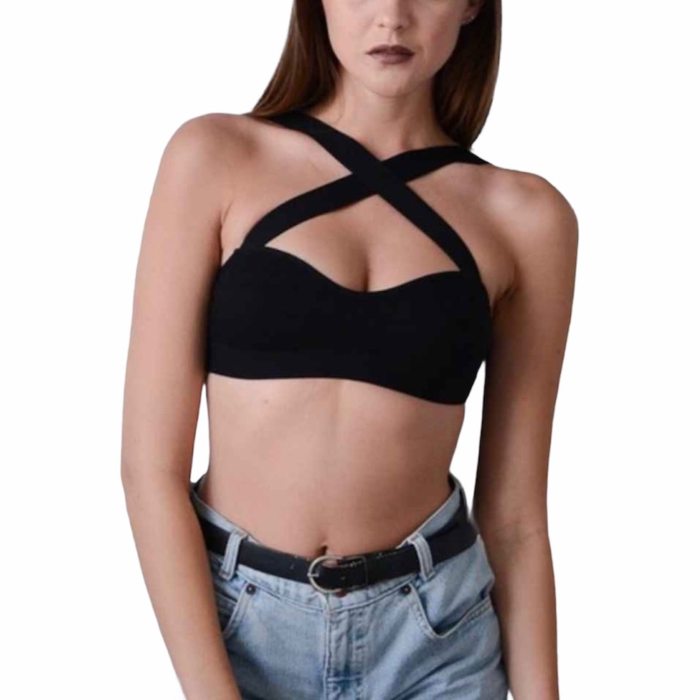 💖NEW! Black Criss Cross Bralette (BLACK)